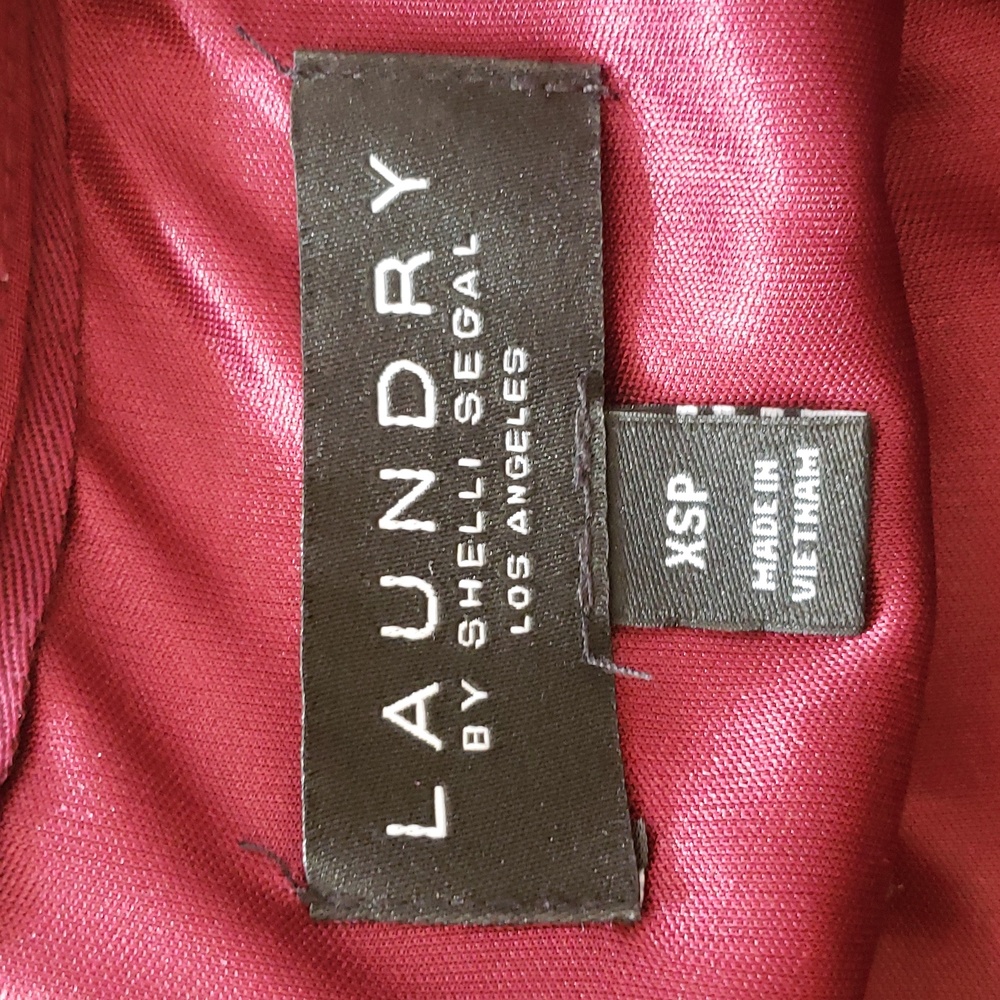 LAUNDRY BY SHELLI SEGAL Burgundy Bell Sleeve Shift Dress Cabincore XSP - Picture 11 of 12